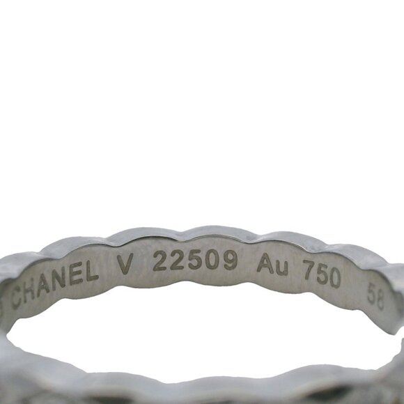 Chanel 18kt White Gold Coco Crush Quilted Pattern Diamond Ring Size 8.5 58 - Picture 5 of 5